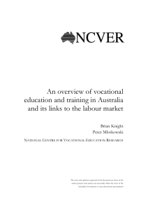 An overview of VET in Australia and its links to the labour market