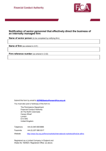Senior Persons form - Financial Conduct Authority