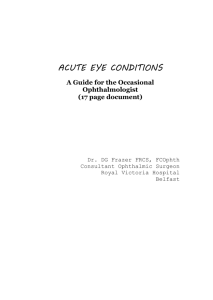 acute eye conditions - a guide for the occaisional