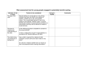 Risk assessment tool for young people engaged in potentially
