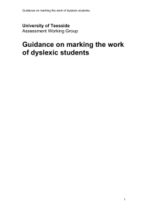 Guidance on marking the work of dyslexic students