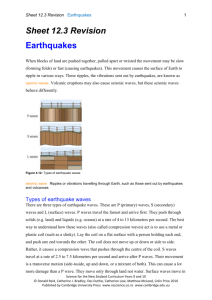 Sheet 12.3 Earthquakes - Science for the NZ Curriculum