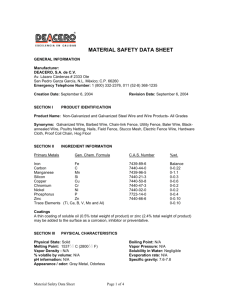 Material Safe Data Sheet
