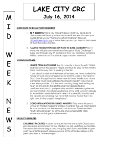 Mid-Week News 7-16-14 - Lake City Christian Reformed Church