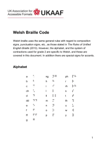 Unified Welsh Braille Code, DOC file (in English)