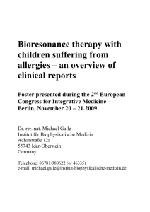 Bioresonance therapy with children suffering from allergies – an