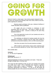 Going for Growth is a high impact, 4 day training program designed