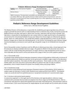 Pediatric Reference Range Development Guidelines