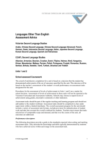 LOTE Second Language Units 1 and 2 Assessment Advice