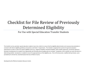 Checklist for File Review of Previously Determined
