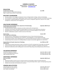 Sample resume - Student Health Services