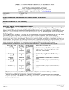 Form for Reporting Adverse Events or