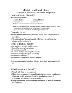 Mental Health and Illness