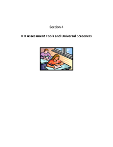 Section 4 RTI Assessment Tools and Universal Screeners RtI