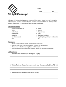 Assignment 2 oil spill cleanup lab