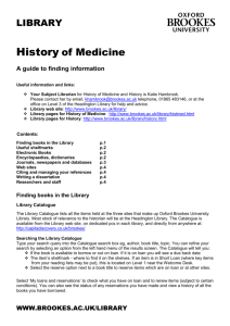 History of Medicine A guide to finding information Useful information