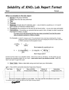 Solubility of KNO3 Lab Report Format