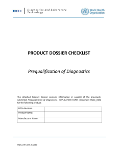 Product Dossier Checklist PRODUCT DOSSIER CHECKLIST