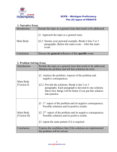 ECPE – Michigan Proficiency The (5) types of ESSAYS 1. Narrative