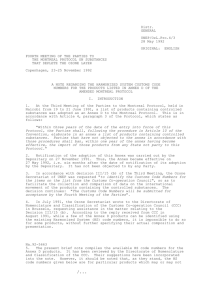 Distr. GENERAL UNEP/OzL.Pro.4/3 28 May 1992 ORIGINAL