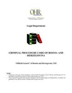 Criminal Procedure Code of Bosnia and Herzegovina