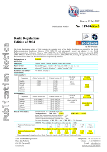Publication Notice No.119-04 Radio Regulations 2004 Edition