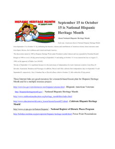 September 15 to October 15 is National Hispanic Heritage Month