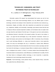 Rethinking Trust in Technology for Technology Humanness