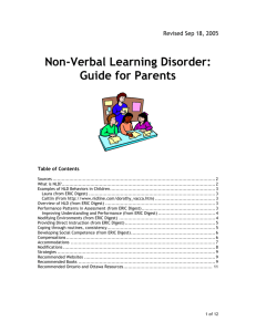 Non-Verbal Learning Disorder: Guide for Parents