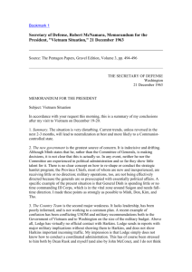 Secretary of Defense, Robert McNamara, Memorandum for the