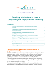 Teaching students who have a psychological or psychiatric disability