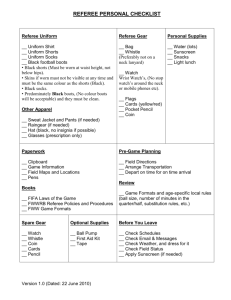 FWWRB Referee`s Checklist - Wagga Football Referees Branch