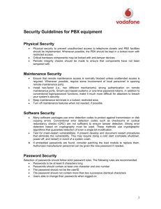 Security Recommendations for PBX equipment