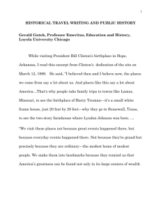“Historical Travel Writing and Public History” Gerald Lee Gutek