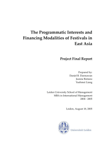 The Programmatic Interests and Financing Modalities of Festivals in