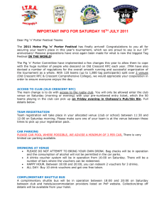 IMPORTANT INFO for Saturday 16th July 2011