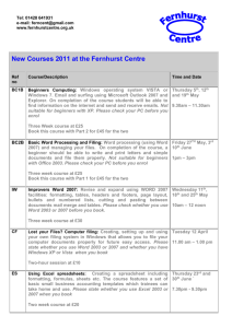 New Courses 2011 at the Fernhurst Centre