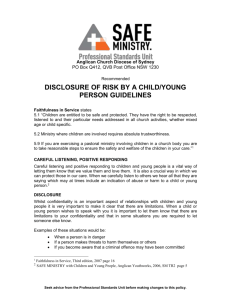 DISCLOSURE OF RISK BY A CHILD/YOUNG PERSON