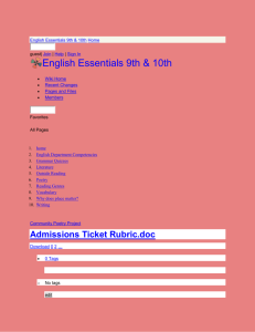 English Essentials 9th & 10th - Admissions Ticket Rubric