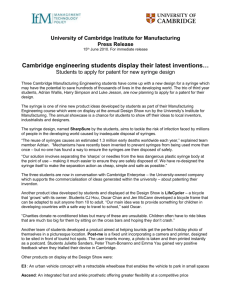 University of Cambridge Institute for Manufacturing Press Release