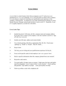 Cover Letters 2011 - Athlone Institute of Technology