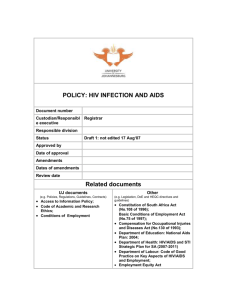 POLICY ON HIV INFECTION AND AIDS