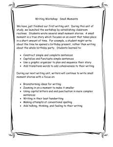 Writing Workshop: Small Moments