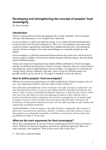 Developing and strengthening the concept of food sovereignty