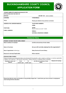 Non Teaching Application Form - West Wycombe Combined School