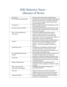 New Behavior Team Member Orientation Glossary