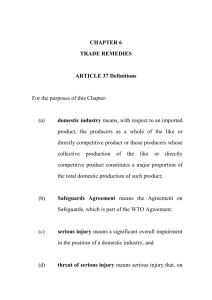 CHAPTER 6 TRADE REMEDIES ARTICLE 37 Definitions For the