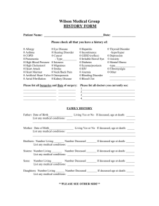 Wilson Medical Group Medical History Form