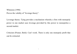 Whinston (1990) Proves the validity of “leverage theory”. Leverage