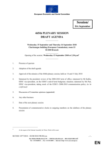 465th PLENARY SESSION - draft agenda